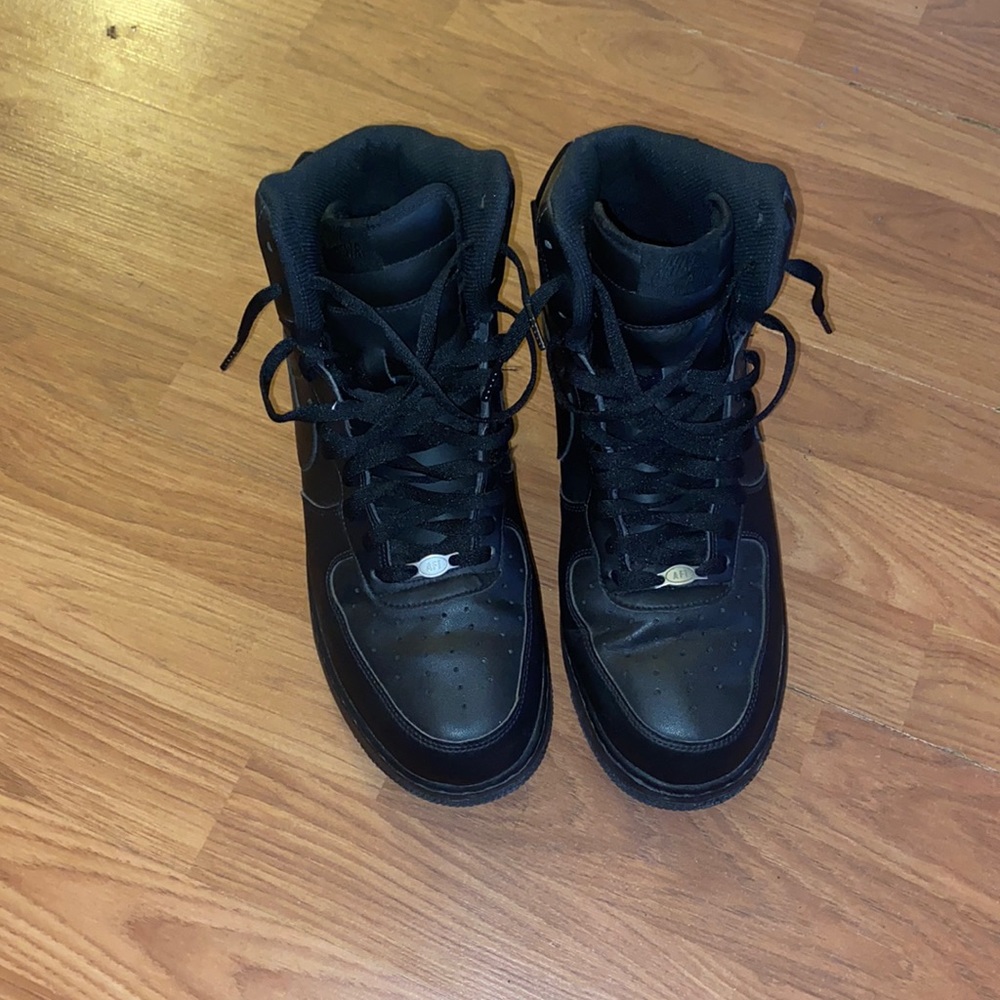 All black high top Air Force ones